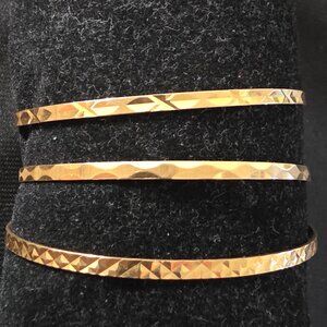 VINTAGE ETCHED18K GOLD SET OF 3 SMALL/CHILD BANGLES